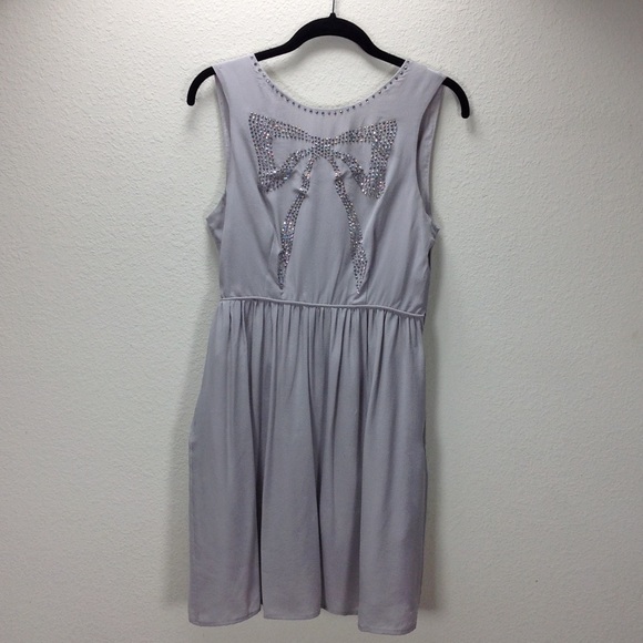 Jack Wills Gray Silk Embellished Sleeveless Dress - Picture 2 of 8